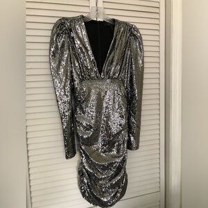 Gently used in good condition BCBG Silver Sequin Mini Dress